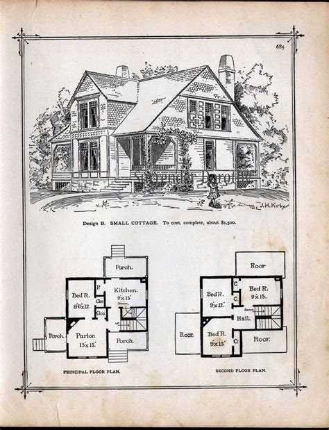 Small Cottage House Plans 1881 Antique Victorian Architecture Etsy