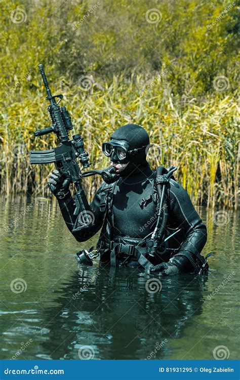 Navy Seal Frogman Stock Image Image Of Commando Armed 81931295