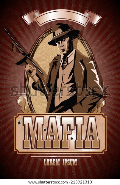 Gangster Gun Thompson Mafia Vector Illustration Stock Vector Royalty