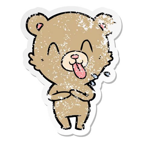 Distressed Sticker Of A Rude Cartoon Bear Stock Vector Illustration