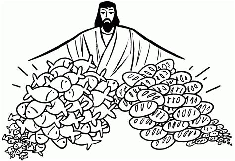 Jesus Feeding 5000 Coloring Page Coloring Home