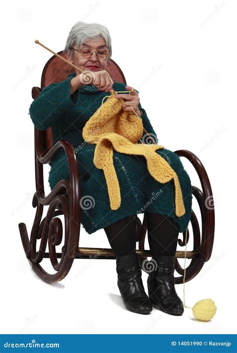 Old Woman Knitting Stock Photo Image Of Chair Cloth 14051990
