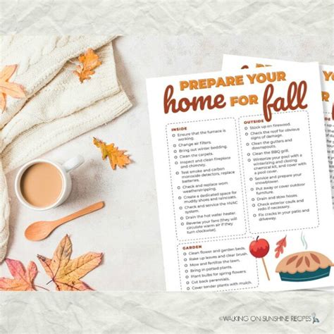 Prepare Your Home For Fall Printable Walking On Sunshine Recipes
