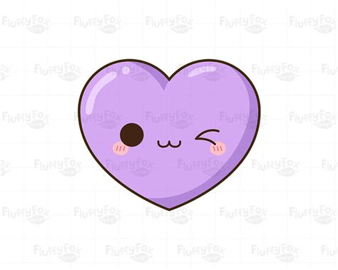 Kawaii Heart Clipart Cute Hearts Clip Art Valentine Love Etsy Canada