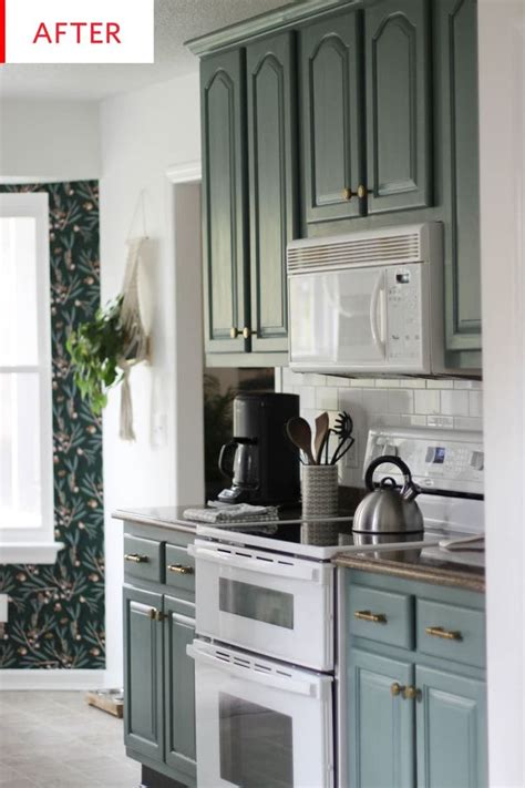 Green Painted Kitchen Cabinets Remodel Photos Apartment Therapy In