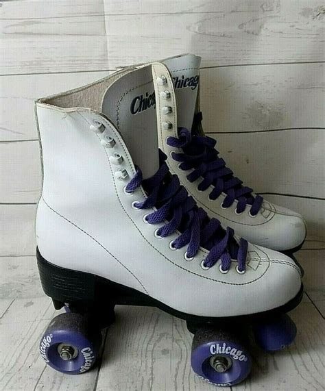 Vintage Chicago Roller Skates Womens Size 7 White And Purple Chicago