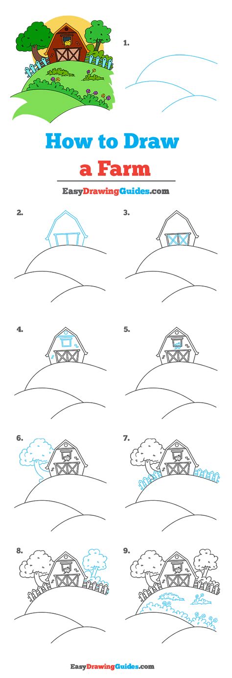 How To Draw A Farm Really Easy Drawing Tutorial