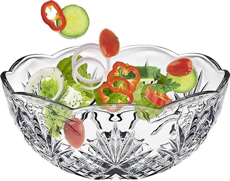 Elegant Large Crystal Clear Salad Bowl Glass Mixing Bowl All Purpose Round Serving Bowl