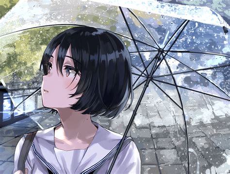 Wallpaper Alone Anime Girl With Umbrella Original Des