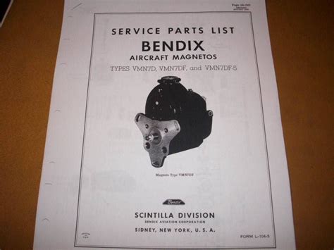 Bendix Scintilla Magnetos Vmn7d Vmn7df And Vmn7df 5 Parts Booklet Gs