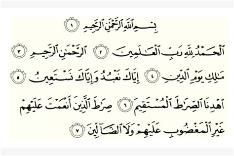 Surat Al Fatihah Ayat 1 7 Teks Arab Dan Terjemahannya Khazanahimani