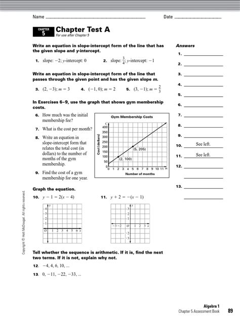 Holt Algebra 1 Chapter 05 Test Pdf Pdf Fahrenheit Elementary