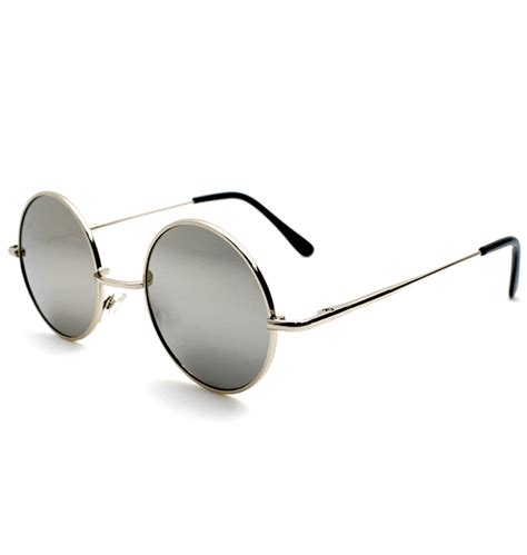 Round Metal Mirrored Sunglasses In Silver