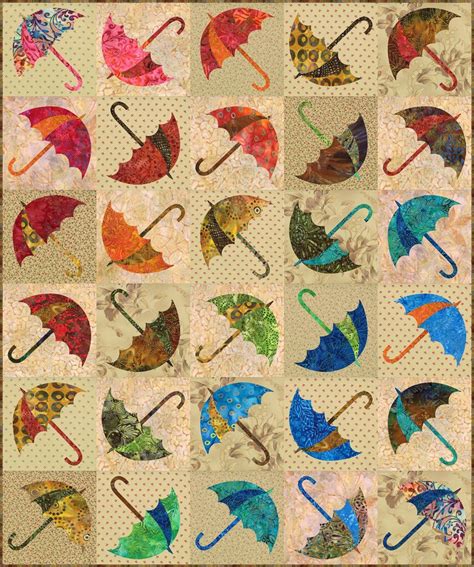 Dancing Umbrella Quilt Pattern Appliqué Quilts Mini Quilts Scrap
