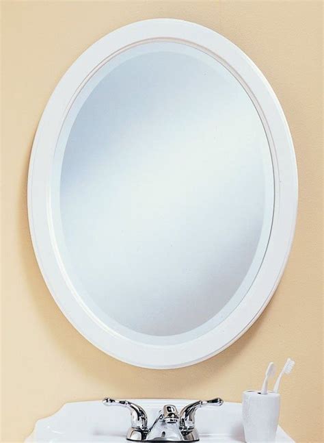 White Framed Oval Beveled Mirror White Frame Mirror Beveled Mirror