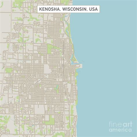 Kenosha Wisconsin Us City Street Map Digital Art By Frank Ramspott