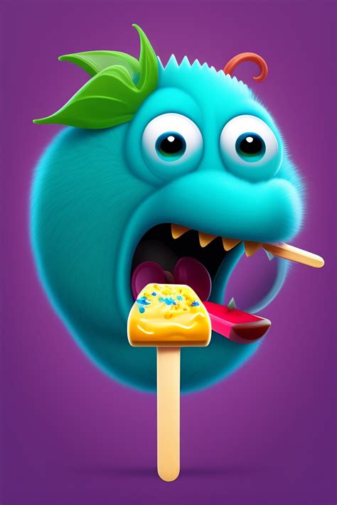 lexica cartoon monster eating popsicle
