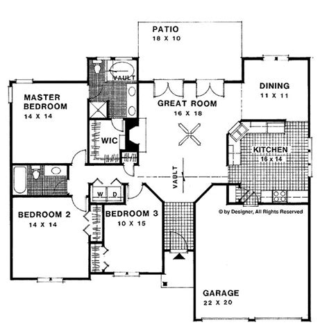 A 30 foot by 23 foot great room, kitchen 1500 square foot houseplans for architecture design 1500 square foot one story three bedroom home design with basement and 3 bed 1 storey. Ranch Style House Plan - 3 Beds 2 Baths 1500 Sq/Ft Plan ...