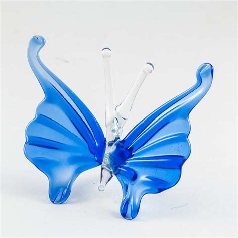 Glass Blue Butterfly Figure Blown Glass Figurines