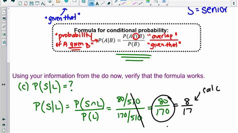 Conditional Probability With The Formula Youtube