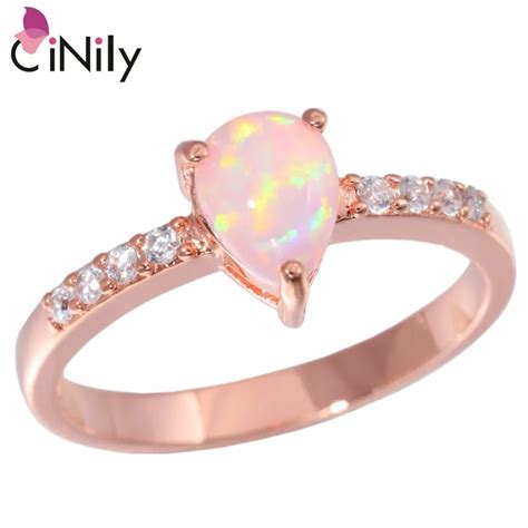 Cinily Created Pink Fire Opal Cubic Zirconia Rose Gold Color Wholesale