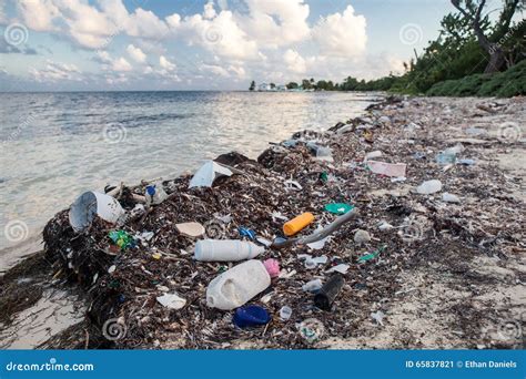 Plastic Trash On Caribbean Beach Stock Image Image Of Halfmoon Climate