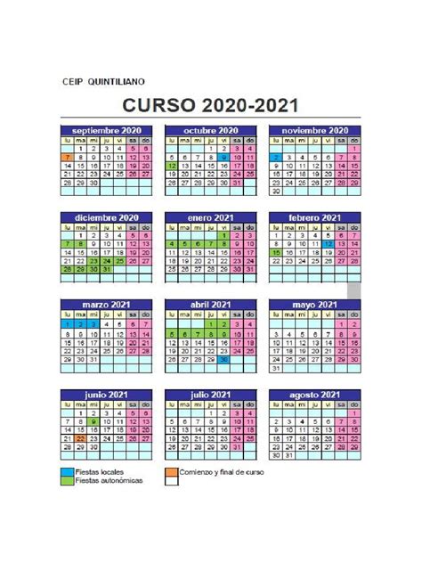 Calendario Escolar 20 21