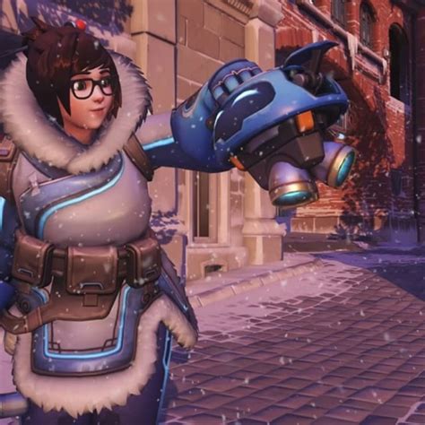 mei spending quality time with her robot snowball while it snows let it snow let snow let it