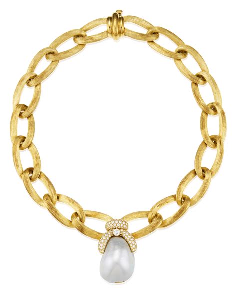 Henry Dunay Baroque Cultured Pearl Diamond And Gold Necklace Christies