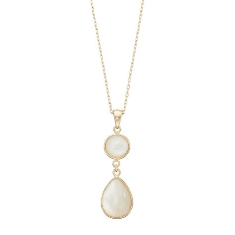 Jewelmak K Gold Mother Of Pearl Geometric Teardrop Pendant Necklace
