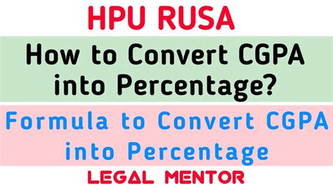 Your cumulative grade point average (cgpa) is the total number of grade points earned divided by the total number of credits taken, where total means you include each completed term or year. HPU RUSA- How to convert CGPA into Percentage || Calculate ...