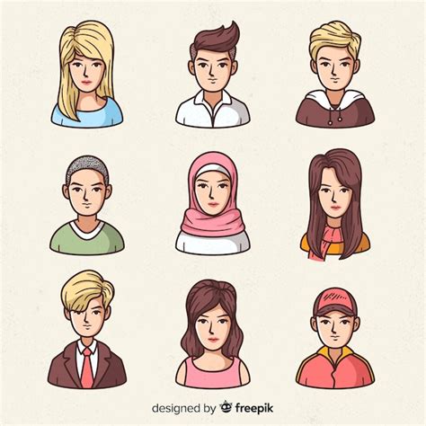 Premium Vector Hand Drawn People Avatar Collection