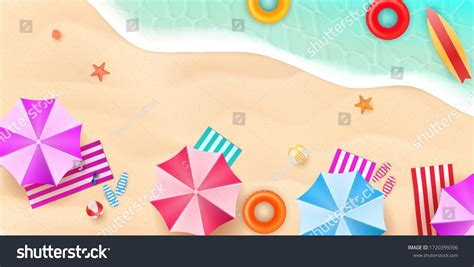 Aerial View Summer Beach Flat Design Stock Vector Royalty Free