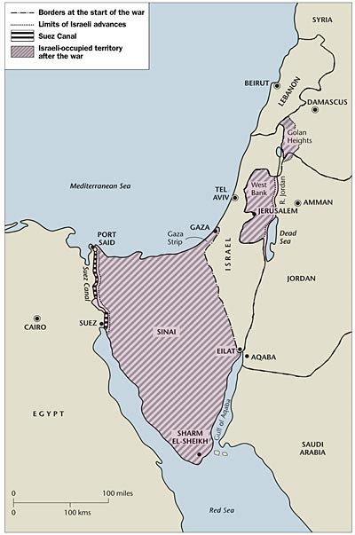 A few months before the war of 1967, the environment had become extremely tense when egypt's leader, nasser, frequently threatened israel's extermination, carried out military maneuvers, closed down the. Map of Israel's expansion in 1967