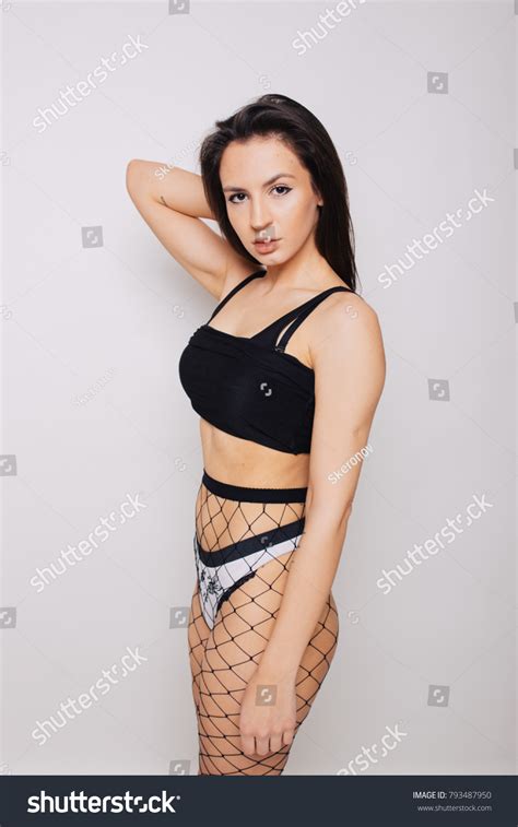 Sexy Brunette Girl Slender Figure Posing Stock Photo Edit Now