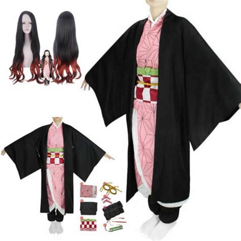 Demon Slayer Kimetsu No Yaiba Kamado Nezuko Wig Party Cosplay Costume