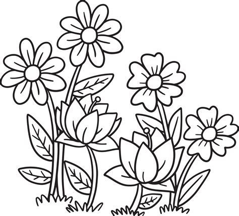 Spring Flower Isolated Coloring Page For Kids 15529422 Vector Art At