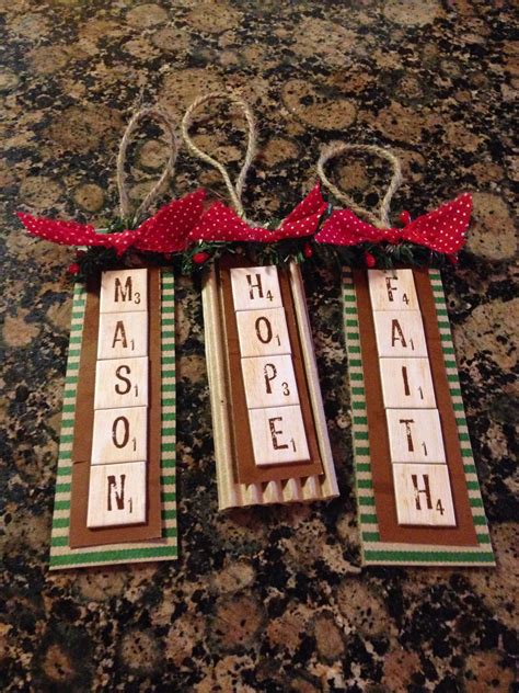 Personalized Scrabble Tile Ornaments For A Rustic Touch