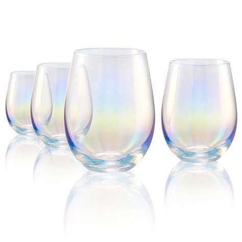 Artland 16 Oz Stemless Wine Glasses In Clear Set Of 4 12544b The Home Depot Stemless Wine