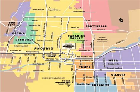 Map Of Phoenix Area Arizona And Surrounding Areas With