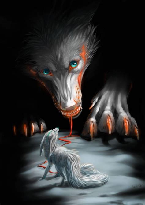Hello Little Fox By Haurin Canine Art Wolf Spirit Animal Dark