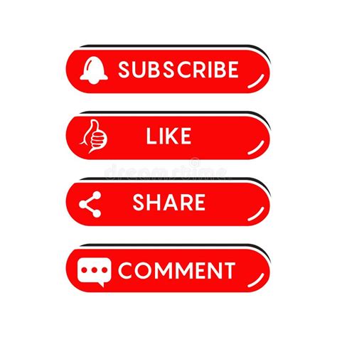 Subscribe Like Share And Comment Button Symbol Design For Social