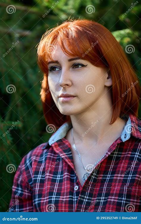 Close Up Portrait Of Sensual Redhead Outdoors Autumn S Warm Embrace