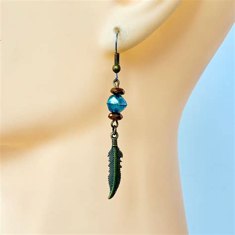 Feather Earring Long Dangle Feather Earring Available As A Single Earring Or A Pair Of