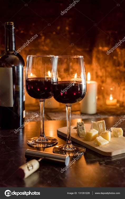 Wine Glasses And Candles Stock Photo By Shebeko