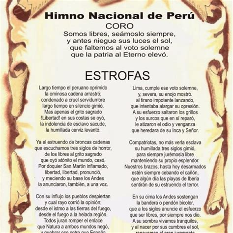 Que Es El Himno Nacional Del Peru Fichas Del Himno Nacional Del Peru