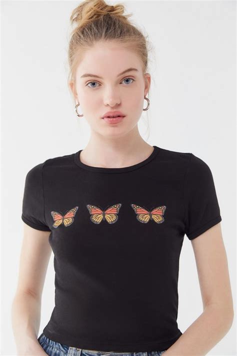 Truly Madly Deeply Butterfly Cropped Tee Crop Tee Truly Madly Deeply