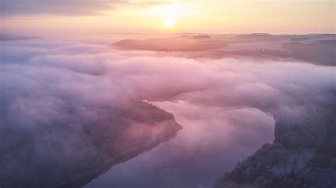 Clouds Above Lake Forest Hd Nature 4k Wallpapers Images Backgrounds