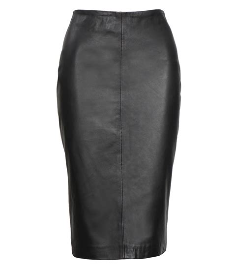 Womens Black Leather Skirt Pencil Mini Skirt