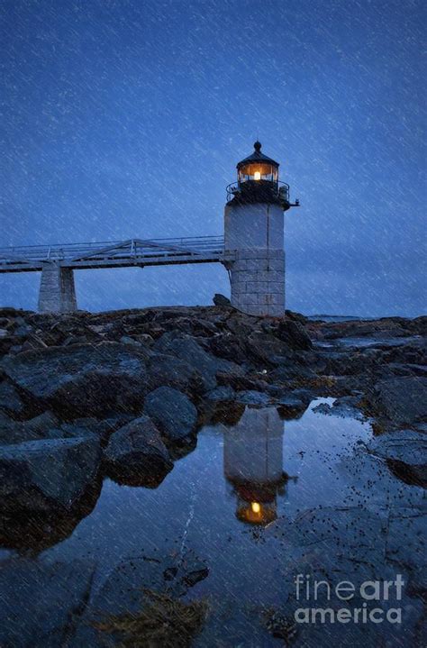 Lighthouse In Winter Storm Marshall Point Lighthouse Maine